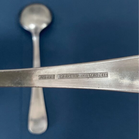 Vtg Rogers Jefferson  Manor Pattern Dinner Fork Round Soup Spoon Stainless Japan - Picture 4 of 8
